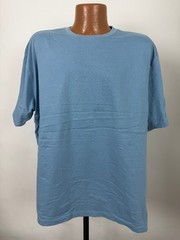 Vintage 90s Blank Shirt XL Oversize Minimal Slate Blue Midweight Cotton Route 66