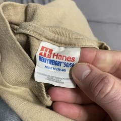Vintage 90s Hanes Heavyweight Blank Tan Beige T Shirt Size Medium Made In USA