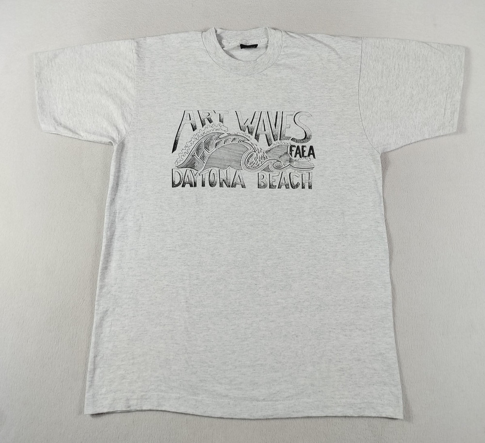 Vintage Screen Stars Best Art Waves Shirt Mens Large Gray Daytona Beach 90s USA