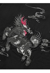 Niepce Kirin Embroidered Tee Japanese Streetwear T-Shirt for Men Large
