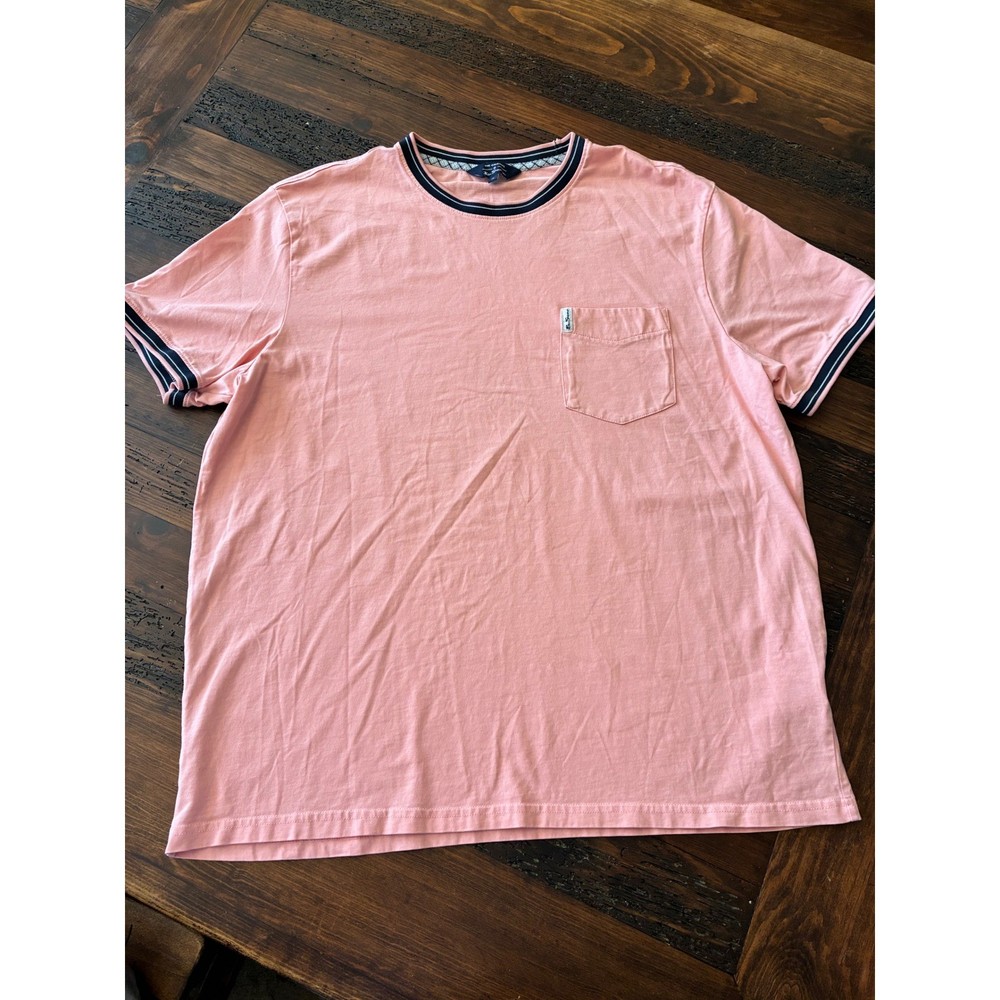 Ben Sherman Coral Pink Pocket Tshirt With Contrasting Trim, Men’s Size XL