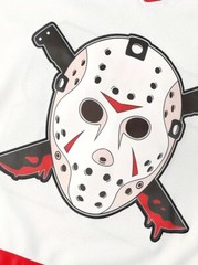Friday The 13th Jason Voorhees Mask Hockey Jersey Movie Horror White XXL 2XL