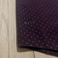 BYLT Drop Cut SS Lux T Shirt Mens Large Purple Polka Dot Stretch Performance
