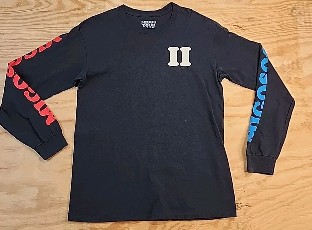 Migos Tour 2018 Graphic Logo Black Long Sleeve T-shirt Mens Medium
