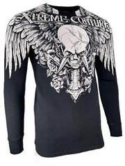 Xtreme Couture by Affliction Men’s Thermal Shirt Dagger Skull
