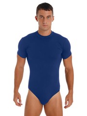 Men Short Sleeve Sport Bodysuit Jumpsuit Turn-Down Collar Shirt One-Piece Romper