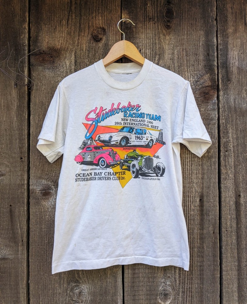 90s vintage car racing t shirt single stitch seam Studebaker classic car retro