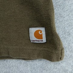 Carhartt Thermal Shirt Mens Large Green Long Sleeve Waffle Knit K253 Logo