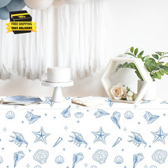 3Pcs Last Toast on the Coast Bachelorette Table Cloth Blue Coastal Bachelorette