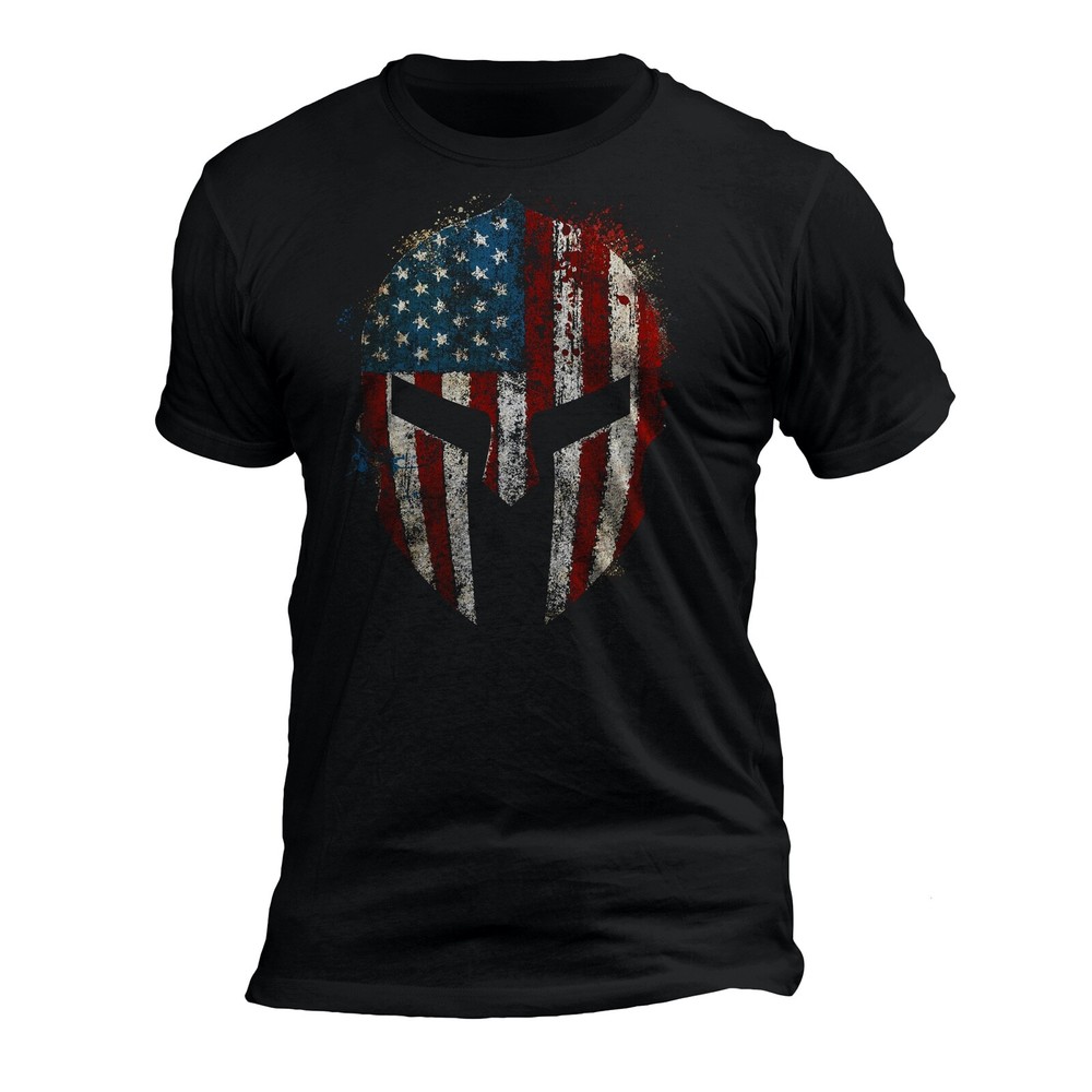 American Spartan USA Flag Patriotic Tactical Men’s T-Shirt
