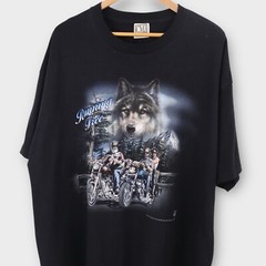 Vintage Thunder Road Biker T Shirt XXL Wolf Motorcycle Double Sided Graphic USA