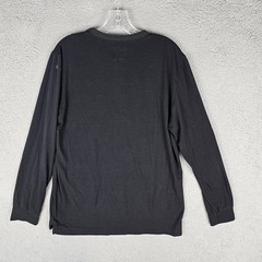 Leisure Lab Pullover T-Shirt Mens 3 Black Stretch Long Sleeve Round Neck Slit