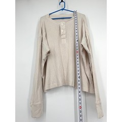 Elwood Men Oatmeal Beige Cotton Henley Long Sleeve Shirt Large ET00026