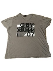 G by Guess 07 mens gray/ black short sleeve V neck T shirt adult size XL