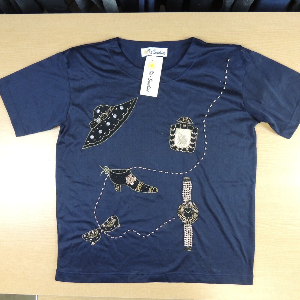Ke-Sunshine T Shirt Size Small Short Sleeve Blue with shoulder pads