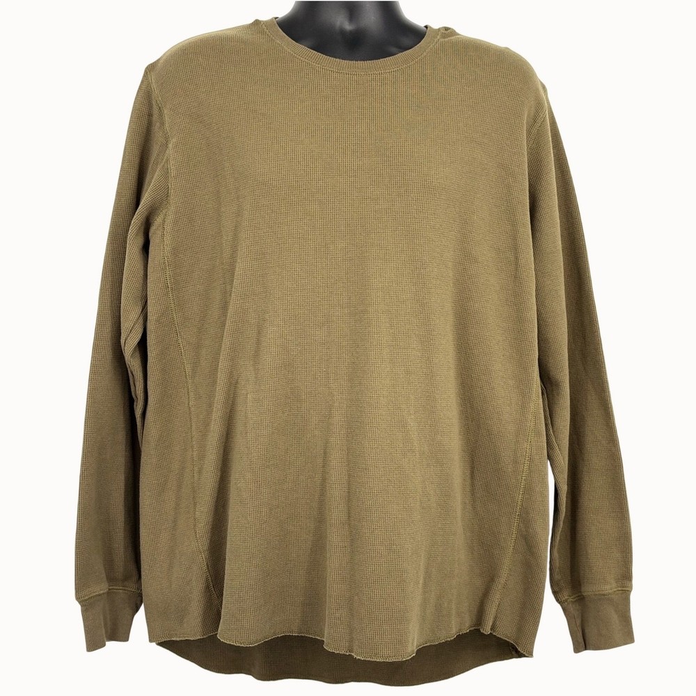The North Face Waffle Knit Thermal Shirt Mens XL Olive Green Long Sleeve A5A8F