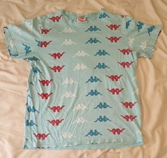 Kappa Mens XL T-Shirt Light Blue All Over Print Logo Omini Graphic Tee 2021