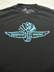 Indianapolis Motor Speedway Winged Wheel Logo Tee Shirt Black Adult Size Large