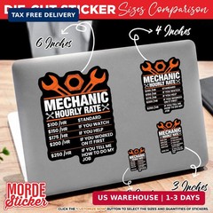 (3Pcs-3″) Mechanic Hourly Rates Sticker Labor Mechanic Sticker Funny Mechanic Wa