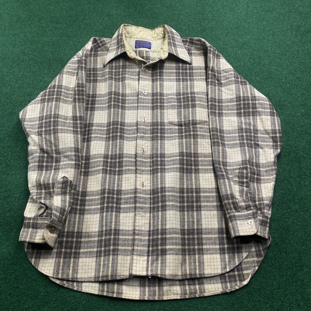 Vintage Pendleton Board Shirt Flannel Mens XL Brown 70S Wool Plaid USA MADE
