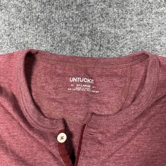 UNTUCKit Henley Shirt Mens 2XL Red Long Sleeve Tagless Cotton Blend Soft Knit