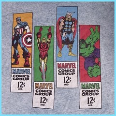 Marvel Tee Shirt Hulk Thor Iron Man Captain America Men’s Sz M Blue Cotton Retro