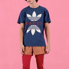 Gucci x Adidas Cotton Jersey T-shirt Men’s Blue 548334-XJEMJ-4622