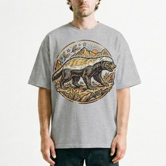 Honey Badger Fearless Wild Animal Mountain Vintage Badge t-shirt Nature Tee