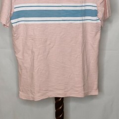 George size S(34-36) men’s t-shirt pink with blue/white stripes crew neck pocket