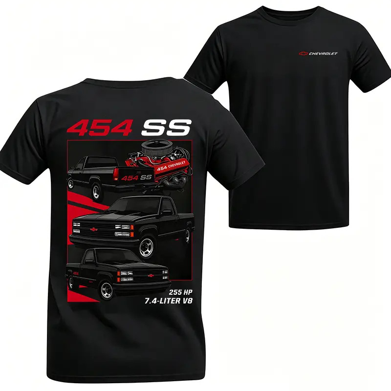 Chevy 454 SS Graphic T-Shirt Vintage Muscle Car Classic American Truck Mens Tee