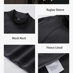 MAGCOMSEN Men’s L Black Thermal Shirt Fleece Lined Long Sleeve Athletic Base NWT