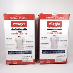 Wrangler Men Undershirts White Crew Neck Cotton Stretch Size 2XL Lot of 2 Packs
