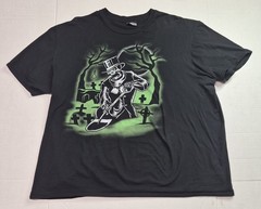 Lowbrow Art Company Cemetery Groundskeeper Skeleton Black Tee Size 2XL USA Made