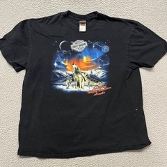 Harley Davidson Shirt Mens 2XL Black Fairbanks Alaska Wolves Screaming Eagle