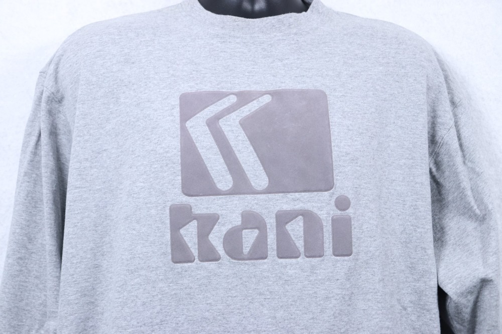 Vintage Y2K Karl Kani Big Logo T-shirt Hip-hop Baggy Long-sleeve Gray Men XL