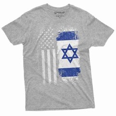Men’s Israel USA T-shirt support Israel IDF Flag coat of arms Israeli army tee
