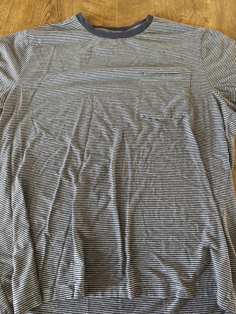 George Men’s XL Striped Crew Neck Pocket T-Shirt Gray Short Sleeve