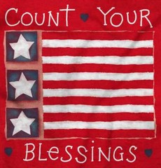 Count Your Blessings American Flag USA Christ Womens Short Sleeve Crewneck Tee