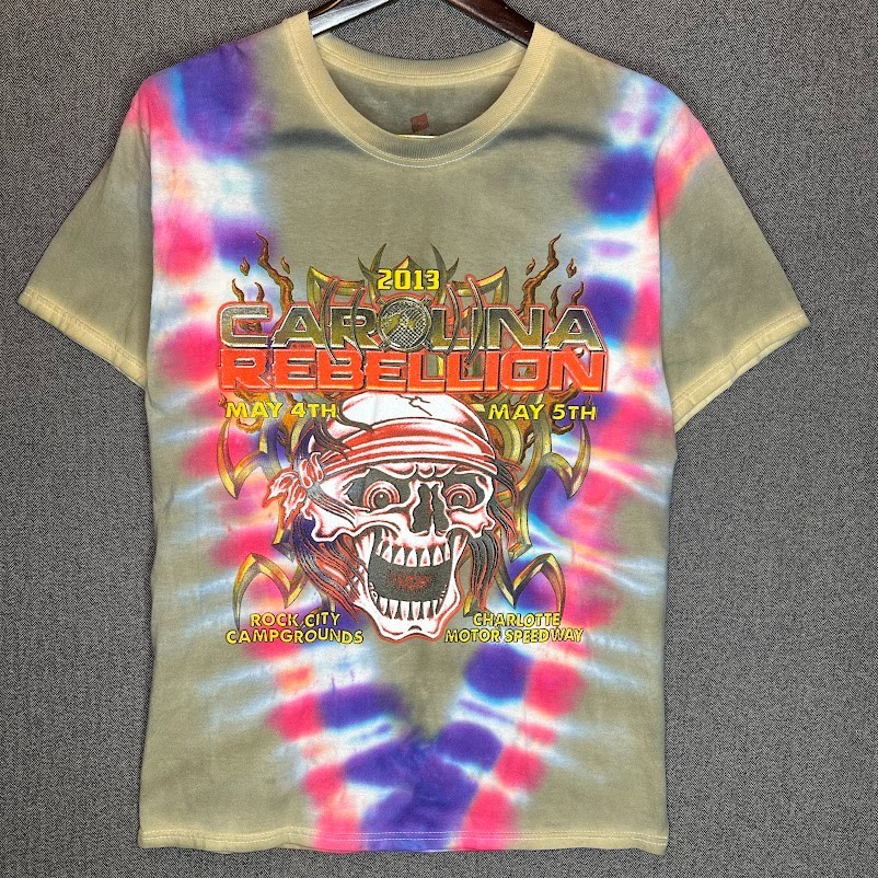 2013 Carolina Rebellion Tie Dye T-Shirt Sz M Hanes Skull Rock Band Tee