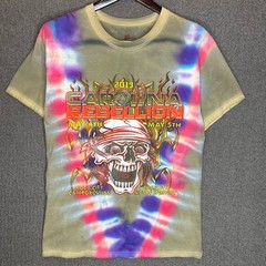 2013 Carolina Rebellion Tie Dye T-Shirt Sz M Hanes Skull Rock Band Tee