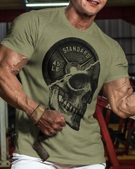 051. SkullPlate Funny Workout Gym T-Shirt for Men