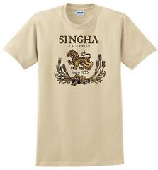 Singha Beer T-shirt.Thailand. Gray,Khaki,White,Yellow. S-XXXL Free Ship to USA