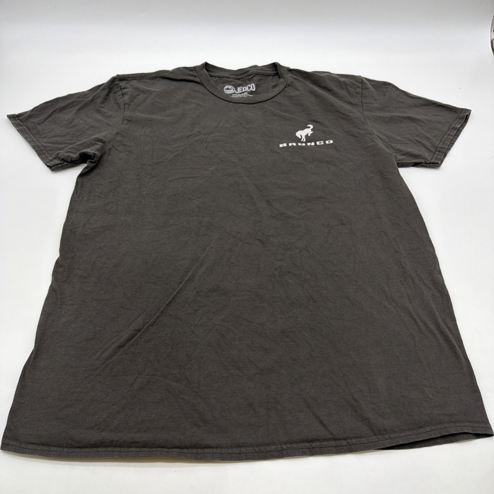 Jedco T-shirt Men L Dark Gray Graphic Print Logo Bronco 100% Cotton.#47697