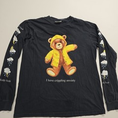 Teddy Fresh “I Have Crippling Anxiety” Long Sleeve Black Shirt, Size Medium