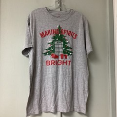 New Holiday Time Mens Large Gray Crew Neck Christmas T Shirt “ Making Bright “