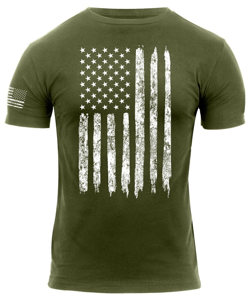 Rothco Distressed US Flag Athletic Fit T-Shirt – Olive Drab