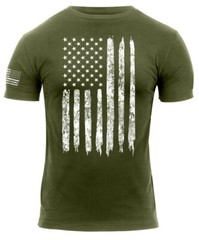 Rothco Distressed US Flag Athletic Fit T-Shirt – Olive Drab