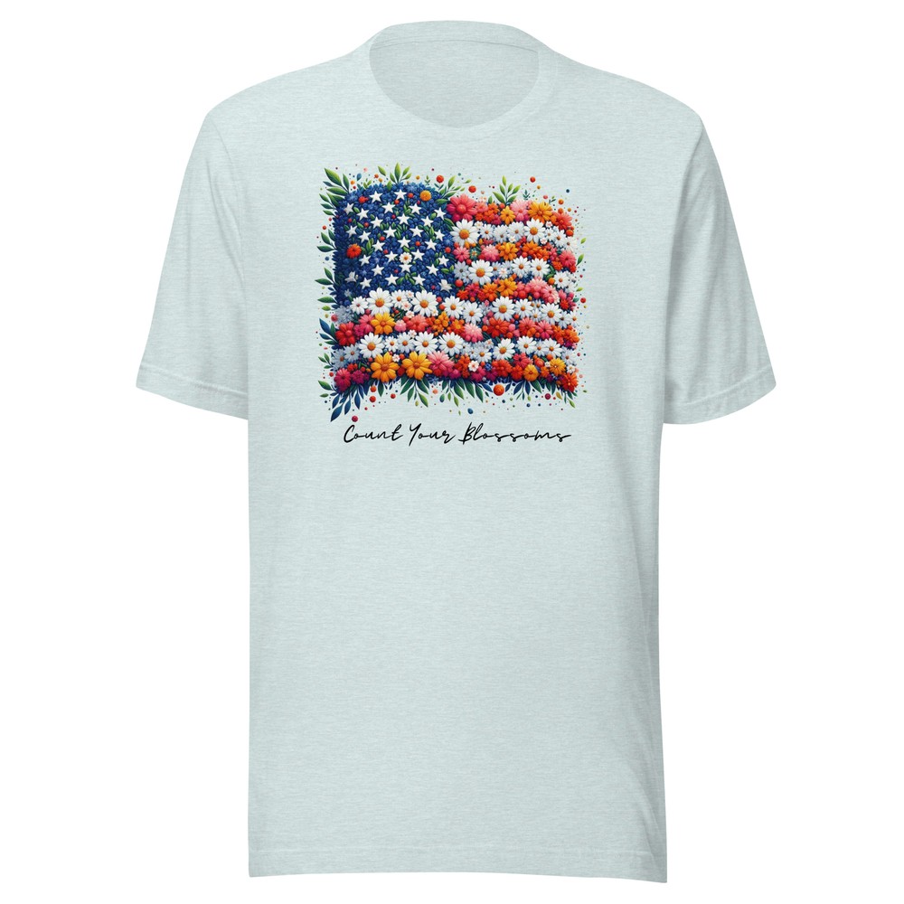 Count Your Blossoms Patriotic T-Shirt, Floral American Flag Shirt