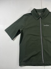 Tenore Zip Up Shirt Jacket Polo Short Sleeve Green Logo Pocket Men’s L