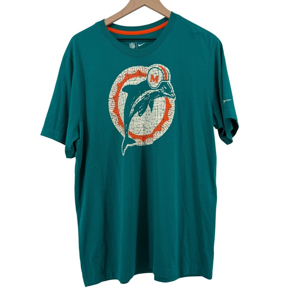 Nike Miami Dolphins Playback Logo Tri-Blend T-Shirt Aqua Men XL Graphic Tee NFL